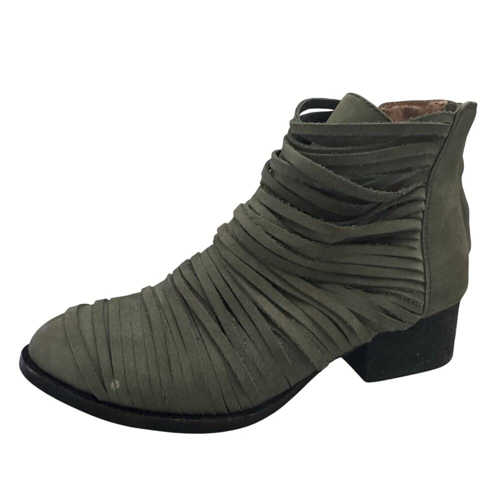 Jeffrey Campbell Free People Ankle Boots Green Strappy Pointed Toes Women's 6.5